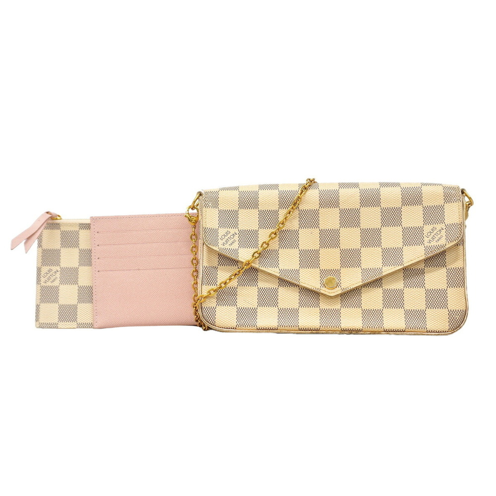 Louis Vuitton Damier Azur Pochette Felicie N63106 White Women's Wallet/Should...